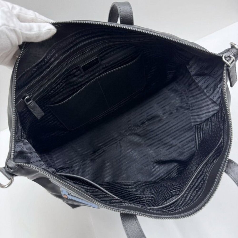Prada Tessuto Tote Black Nylon Calf Leather - Picture 7 of 9